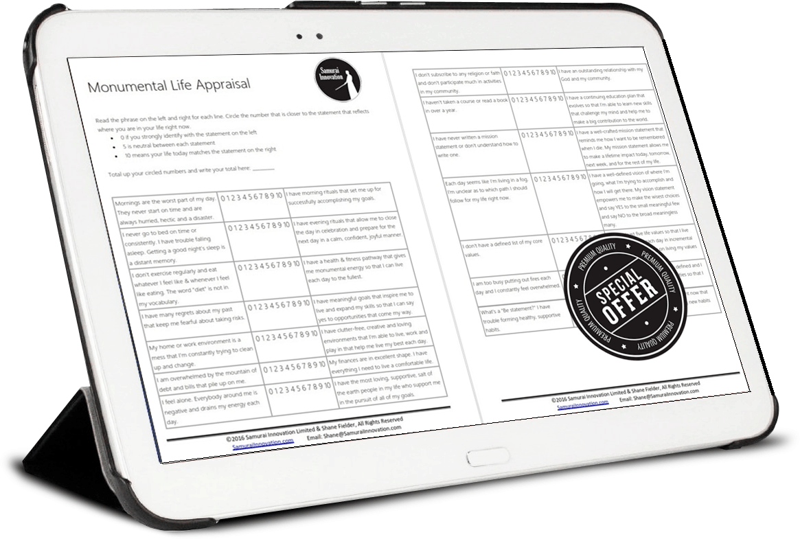 Monumental Life Appraisal tablet by Samurai Innovation Monumental Life Appraisal tablet by Samurai Innovation